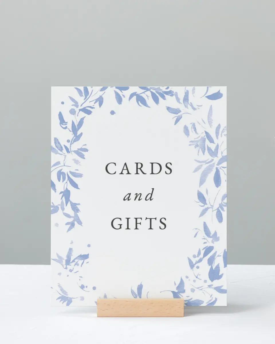 This is a 8" x 10" Cards & Gifts Baby Shower Sign called Spring Surround printed in full color with Silver foil