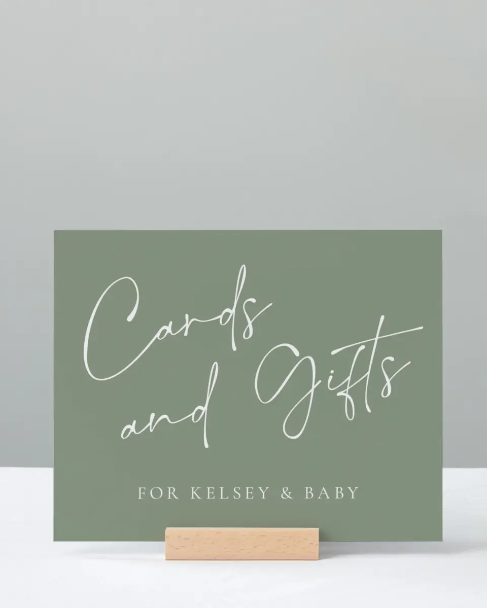 This is a 8" x 10" Cards & Gifts Baby Shower Sign called Oh Baby printed in full color