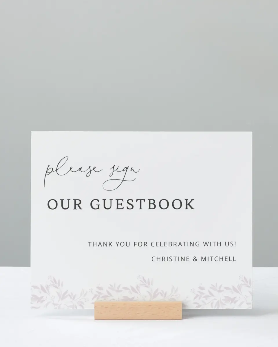 This is a 8" x 10" Guest Book Sign called Lush Leaves printed in full color