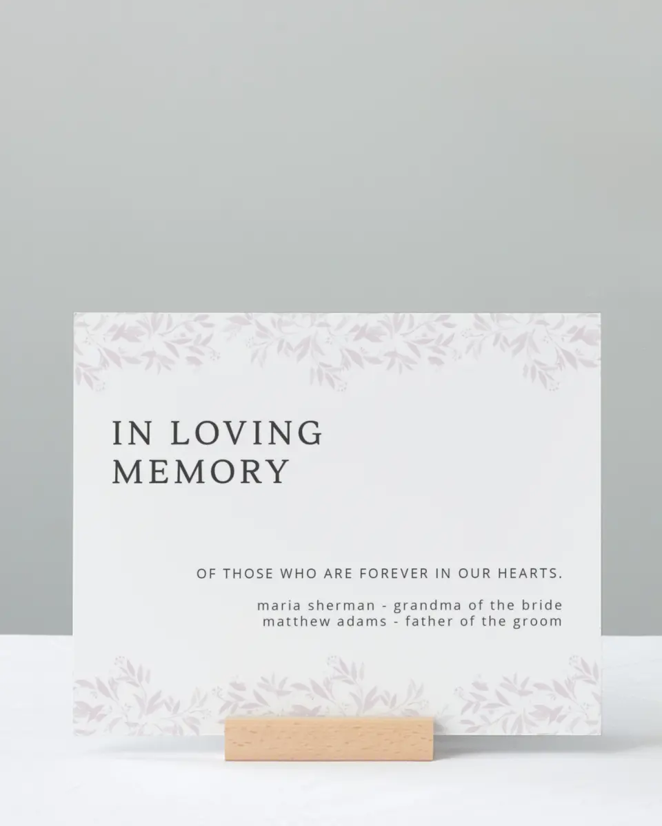 This is a 8" x 10" Loving Memory Sign called Lush Leaves printed in full color