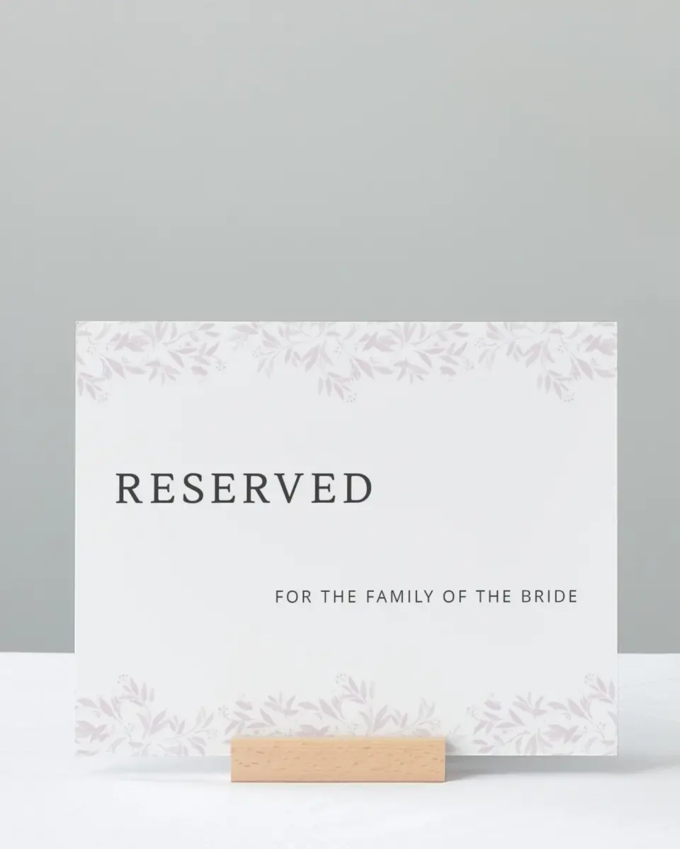 This is a 8" x 10" Reserved Seating Sign called Lush Leaves printed in full color