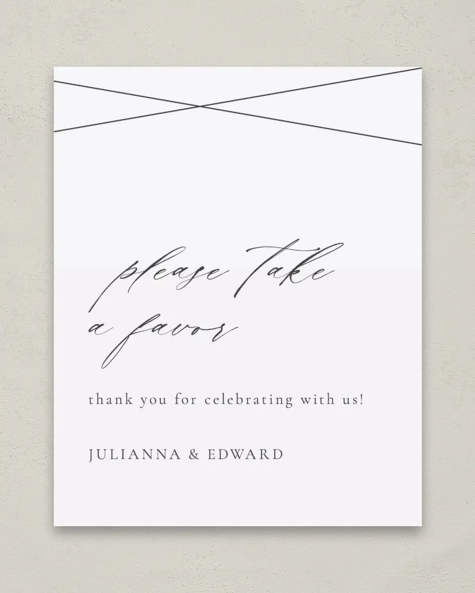This is a 8" x 10" Favor Sign called Distinct Lines printed in full color with Gold foil