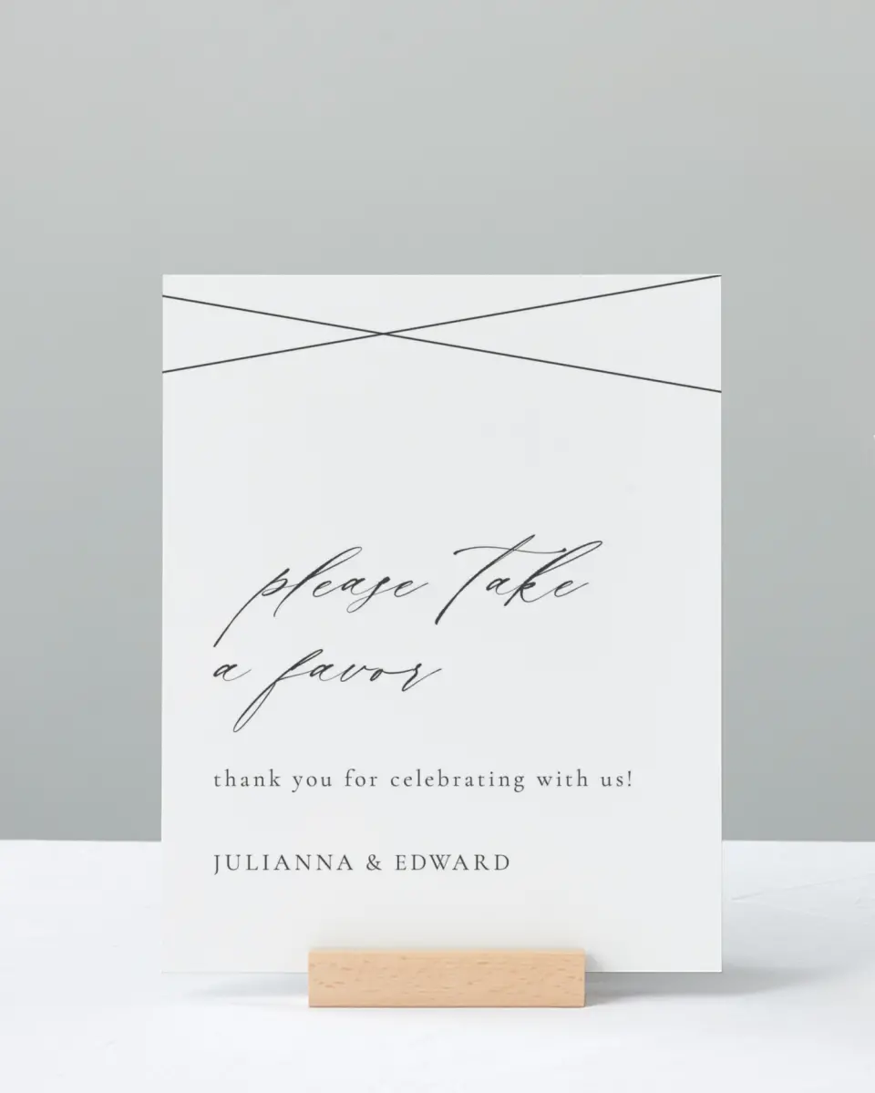 This is a 8" x 10" Favor Sign called Distinct Lines printed in full color