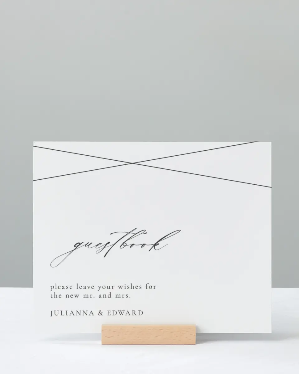 This is a 8" x 10" Guest Book Sign called Distinct Lines printed in full color