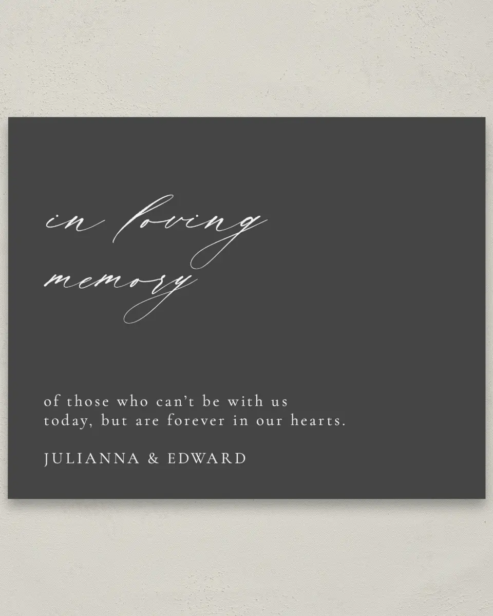 This is a 8" x 10" Loving Memory Sign called Distinct Lines printed in full color