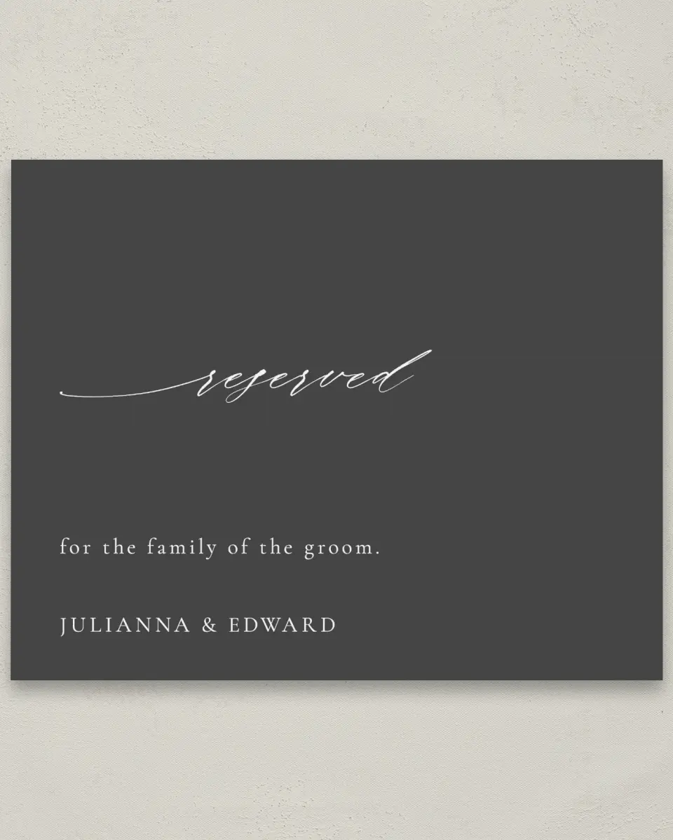 This is a 8" x 10" Reserved Seating Sign called Distinct Lines printed in full color