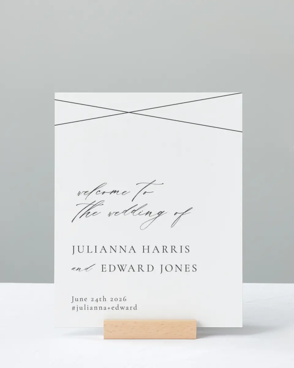 This is a 8" x 10" Welcome Sign called Distinct Lines printed in full color