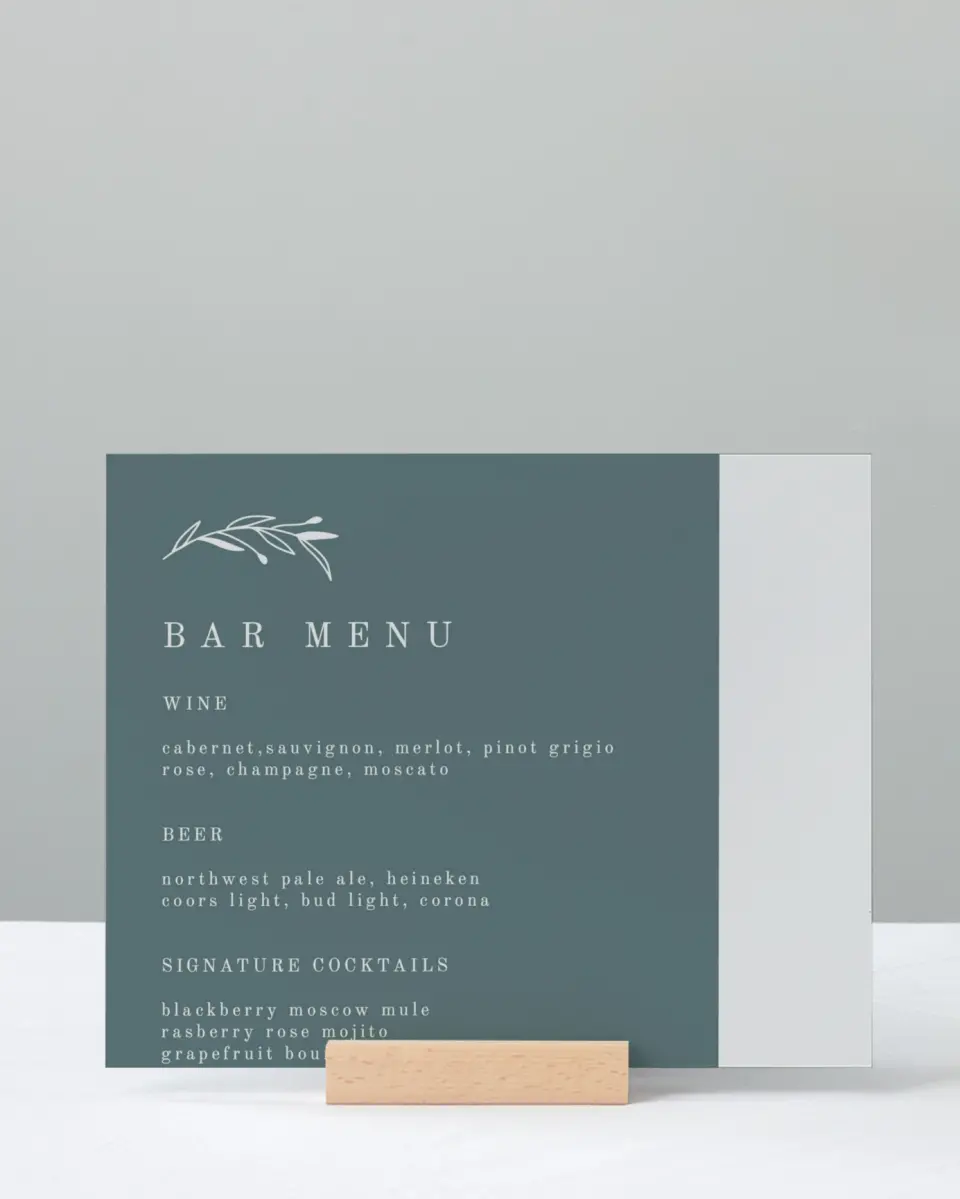 This is a 8" x 10" Menu Sign called Growing Arc printed in full color with Gold foil