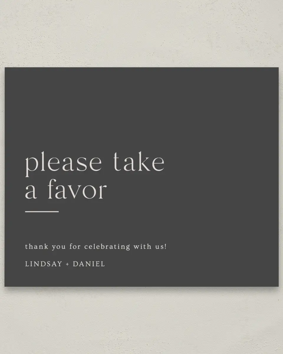 This is a 8" x 10" Favor Sign called Simple Gathering printed in full color