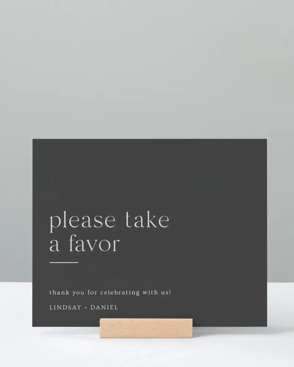 This is a 8" x 10" Favor Sign called Simple Gathering printed in full color