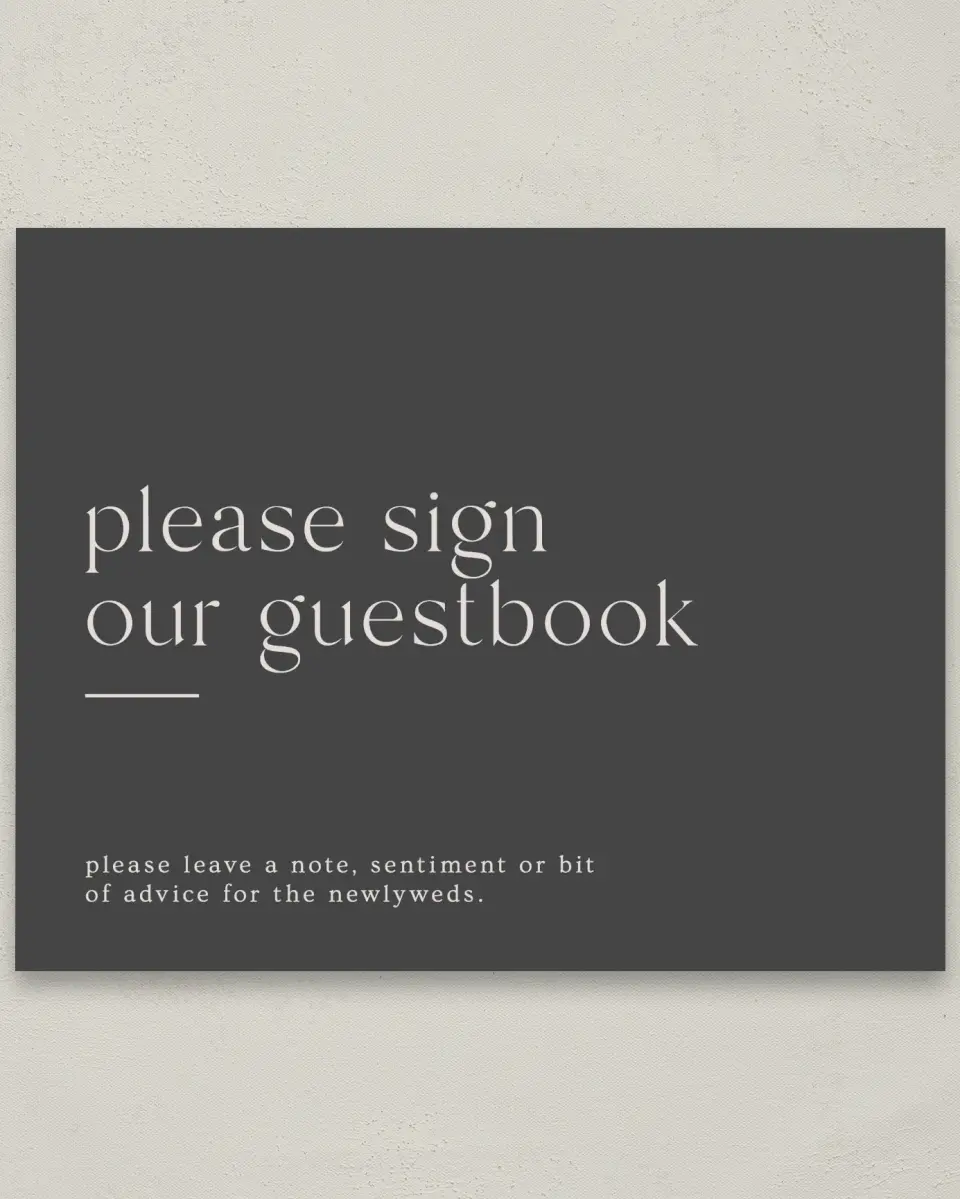 This is a 8" x 10" Guest Book Sign called Simple Gathering printed in full color