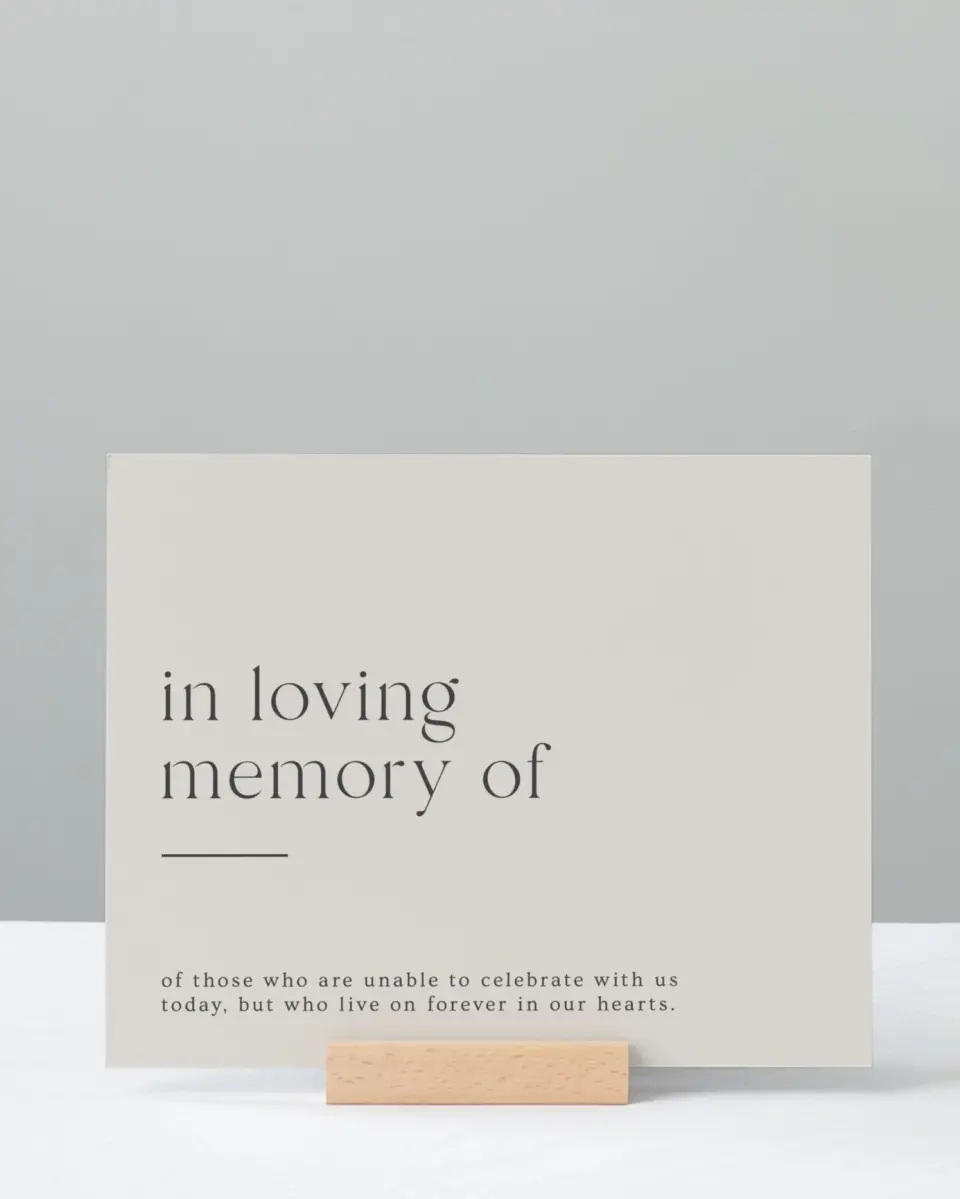 This is a 8" x 10" Loving Memory Sign called Simple Gathering printed in full color