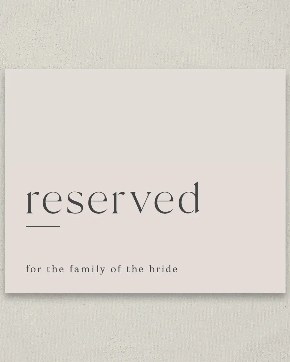 This is a 8" x 10" Reserved Seating Sign called Simple Gathering printed in full color