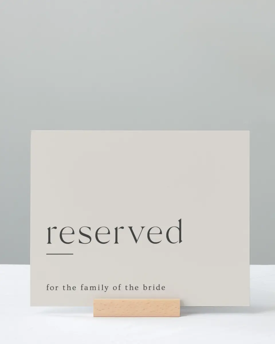 This is a 8" x 10" Reserved Seating Sign called Simple Gathering printed in full color