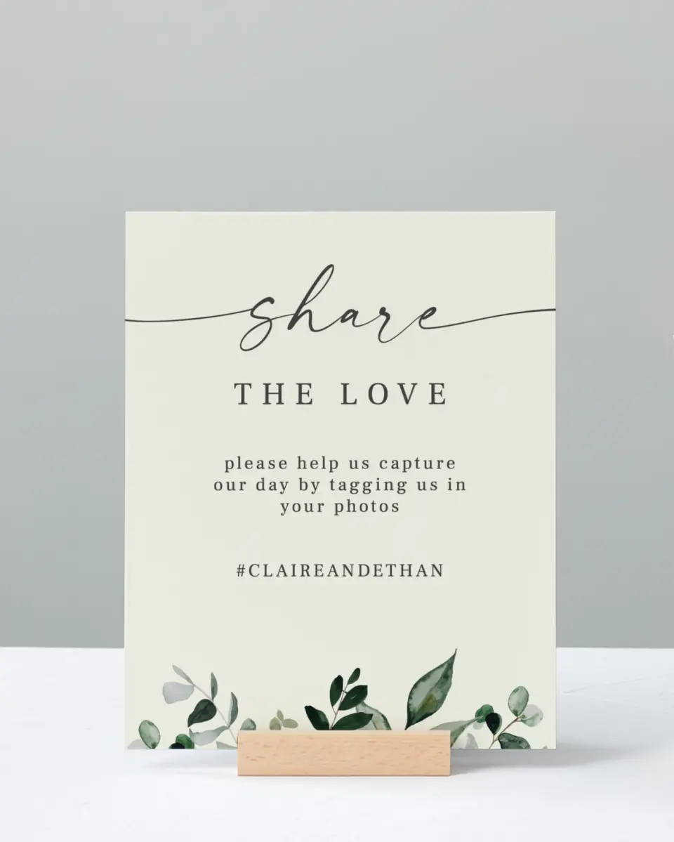 This is a 8" x 10" Share the Love Sign called Eucalyptus Greenery printed in full color