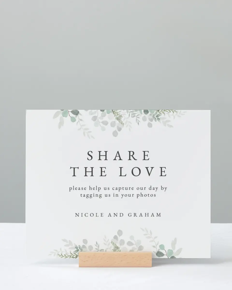 This is a 8" x 10" Share the Love Sign called Elegant Greenery printed in full color