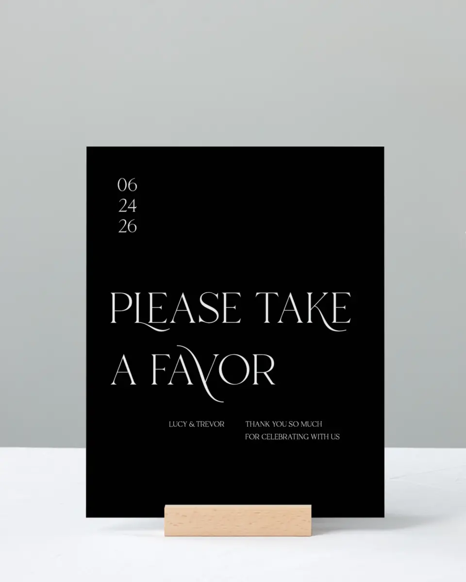 This is a 8" x 10" Favor Sign called The Lucy printed in full color