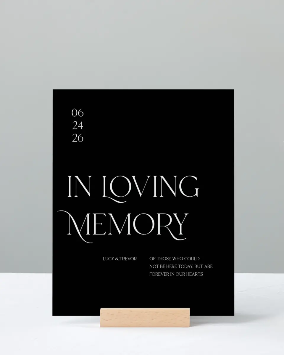 This is a 8" x 10" Loving Memory Sign called The Lucy printed in full color