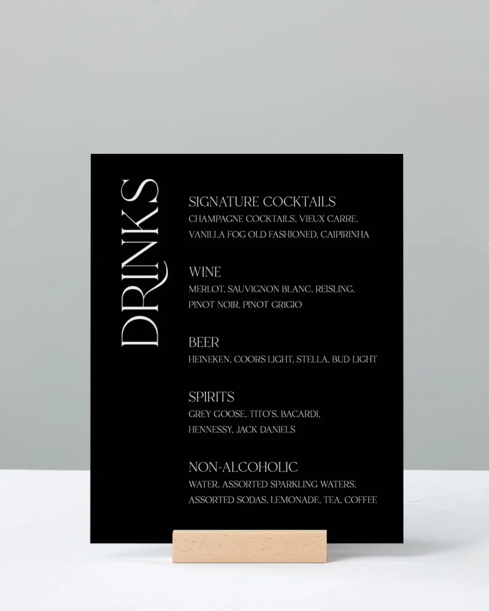 This is a 8" x 10" Menu Sign called The Lucy printed in full color