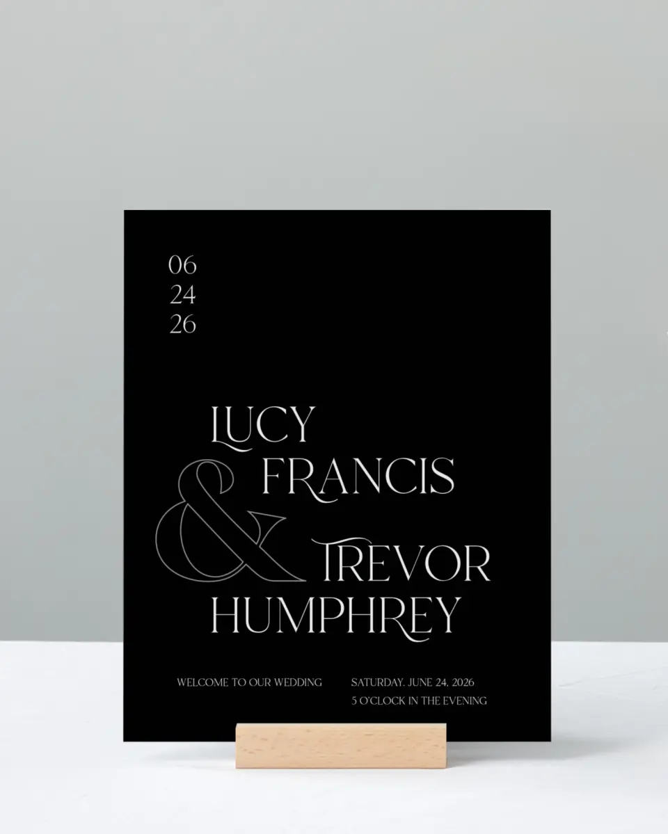 This is a 8" x 10" Welcome Sign called The Lucy printed in full color with Gold foil