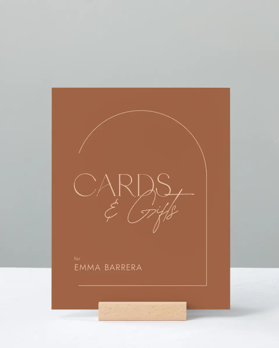 This is a 8" x 10" Cards & Gifts Sign called Mod Miss printed in full color