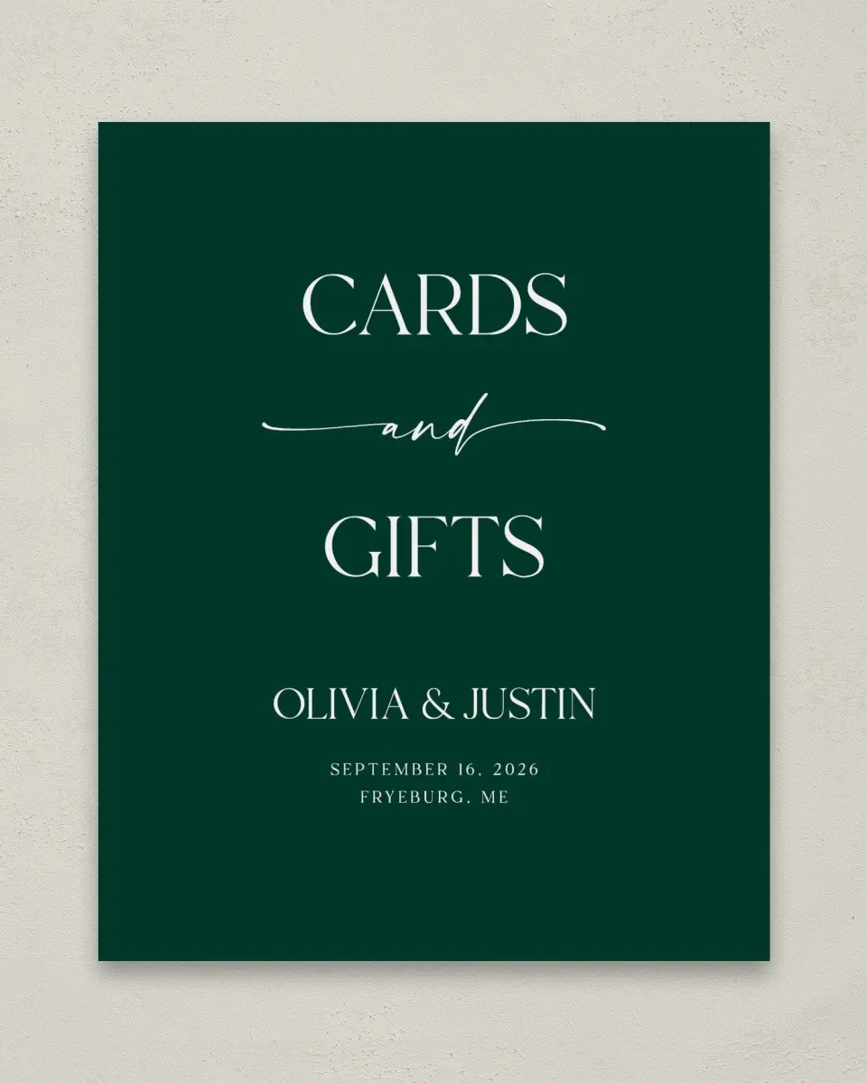 This is a 8" x 10" Cards & Gifts Sign called The Olivia printed in full color