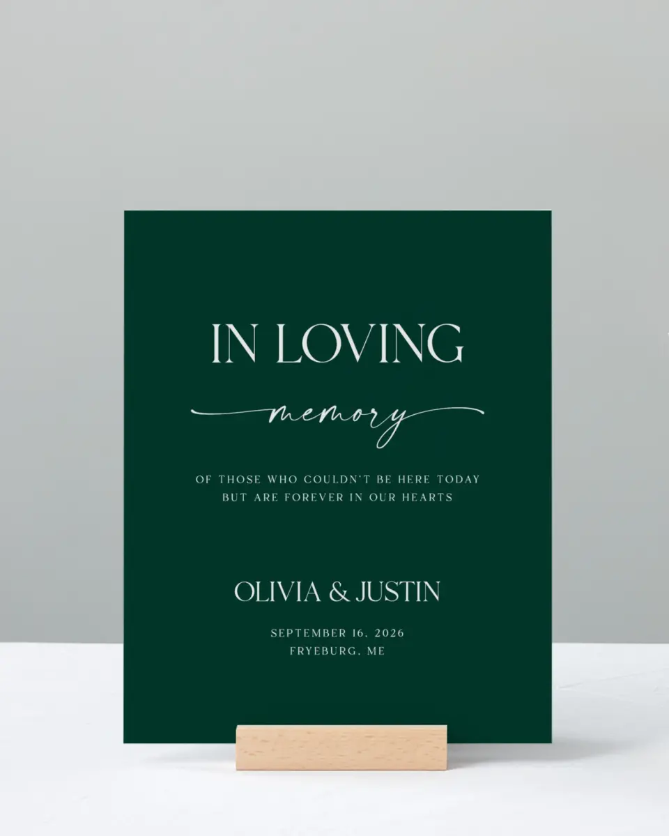 This is a 8" x 10" Loving Memory Sign called The Olivia printed in full color