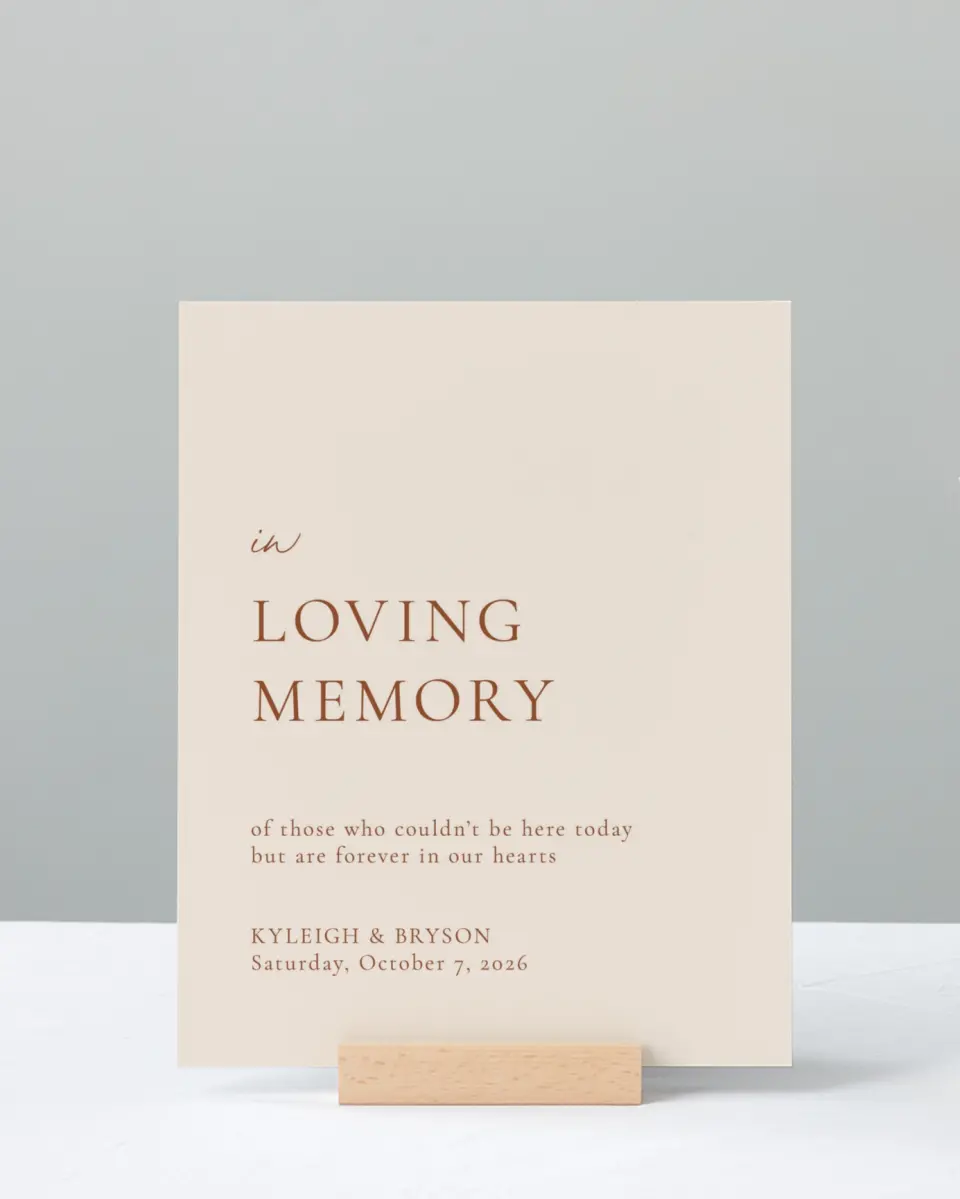 This is a 8" x 10" Loving Memory Sign called The Kyleigh printed in full color