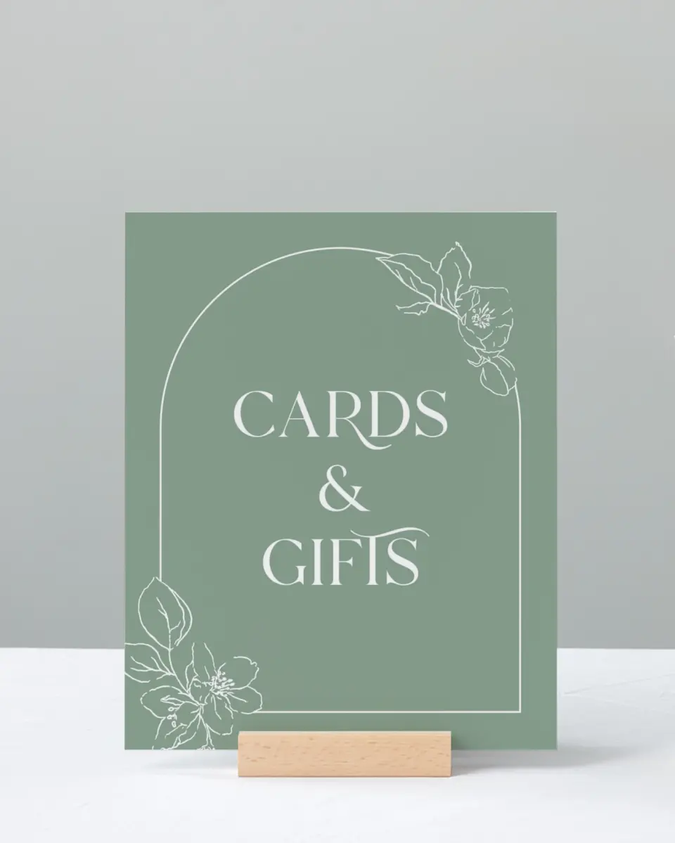This is a 8" x 10" Cards & Gifts Sign called Joyful Blooms printed in full color with Silver foil