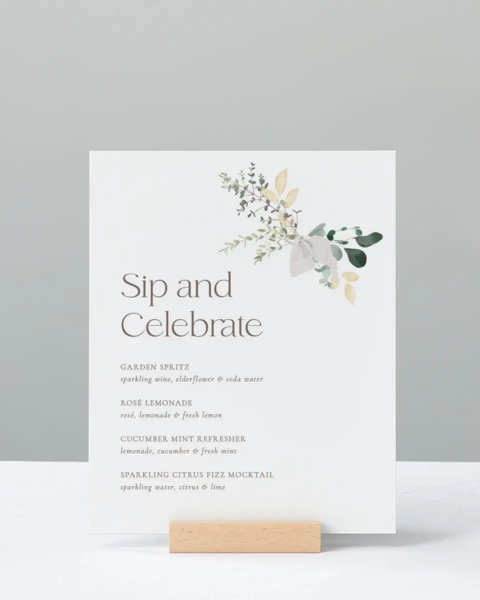 This is a 8" x 10" Bachelorette Party Thank You Card called Botanical Bow printed in full color