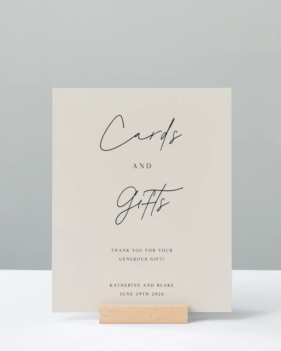 This is a 8" x 10" Cards & Gifts Sign called Simple Elegance printed in full color