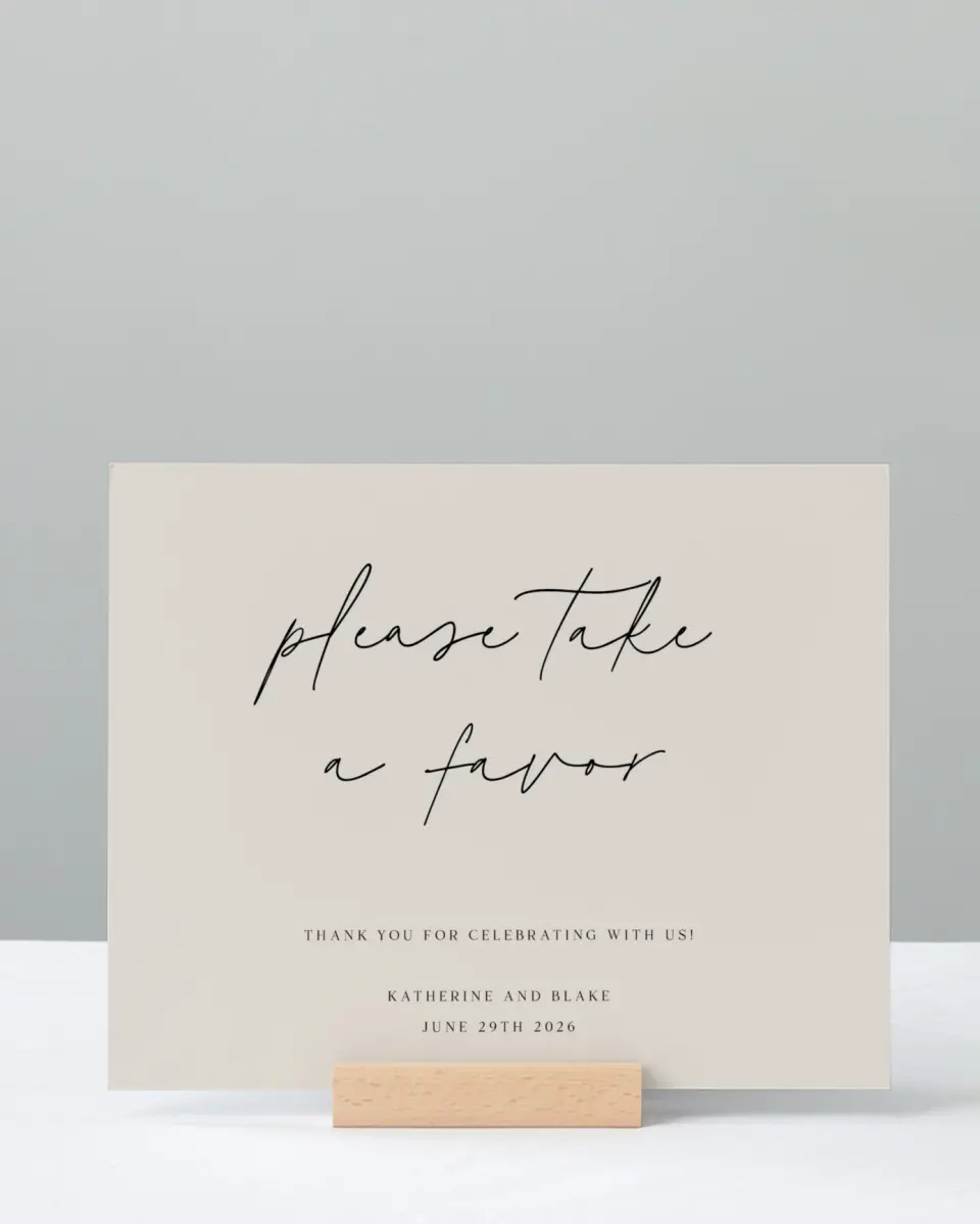 This is a 8" x 10" Favor Sign called Simple Elegance printed in full color