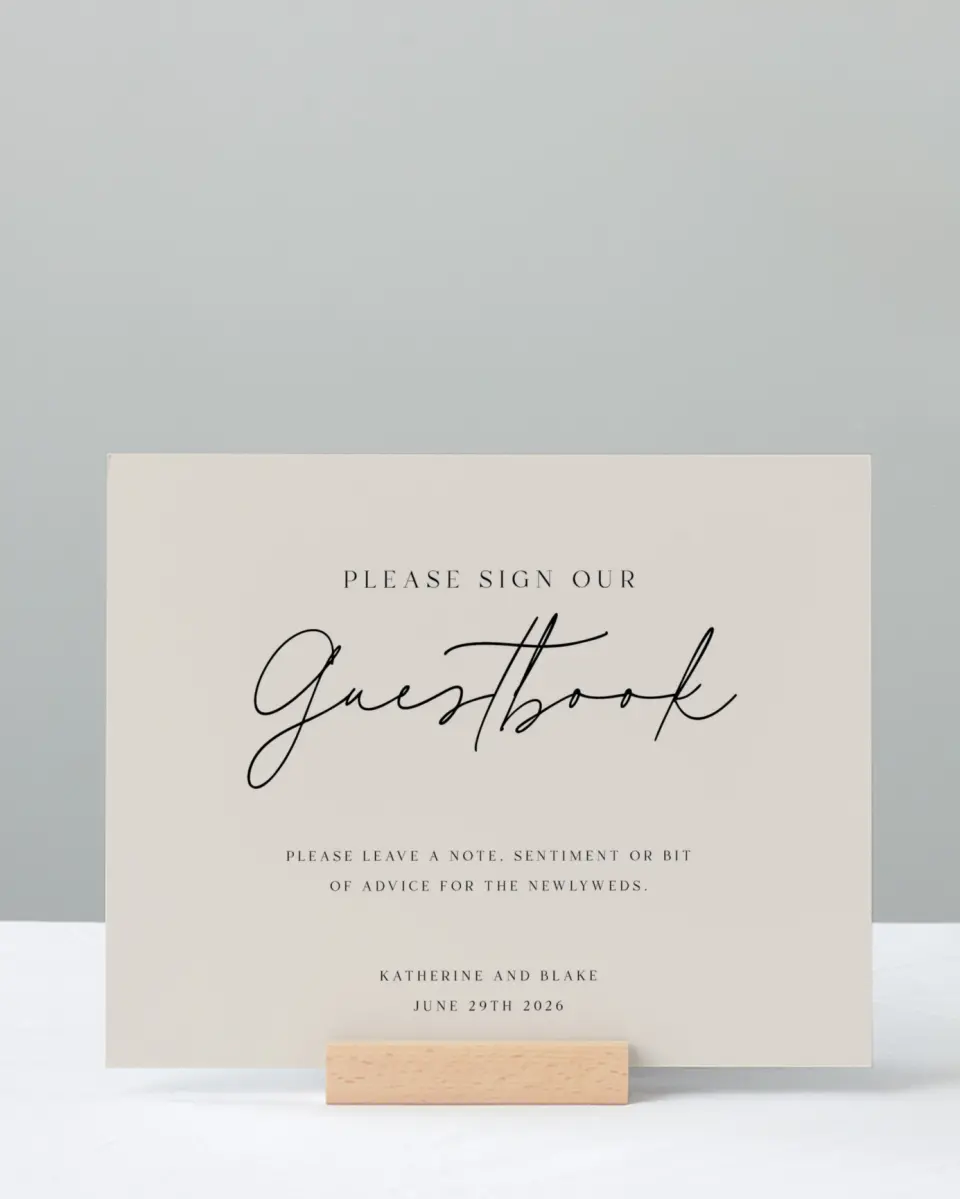 This is a 8" x 10" Guest Book Sign called Simple Elegance printed in full color