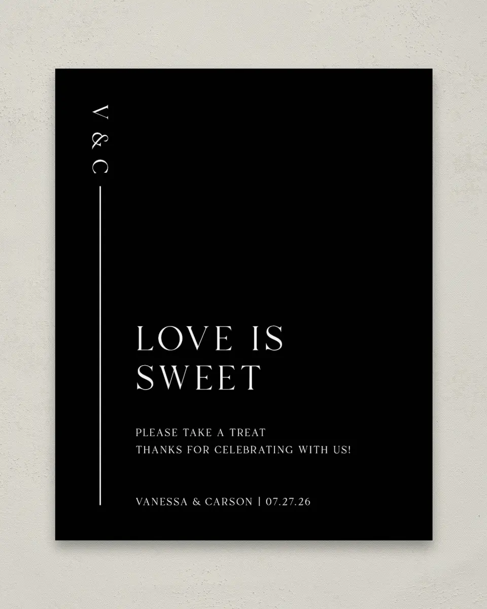 This is a 8" x 10" Favor Sign called Endless Love printed in full color with Gold foil