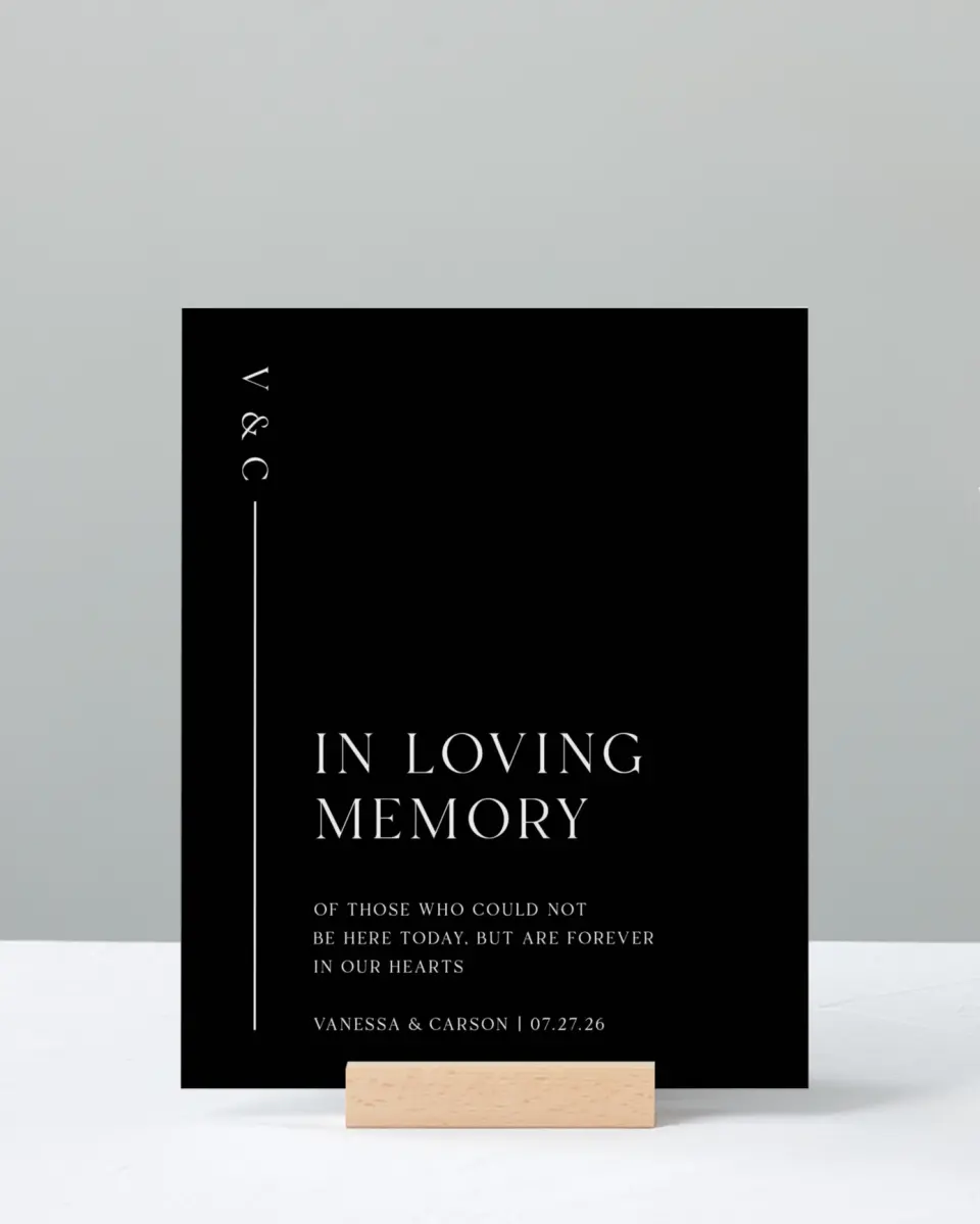 This is a 8" x 10" Loving Memory Sign called Endless Love printed in full color with Rose Gold foil