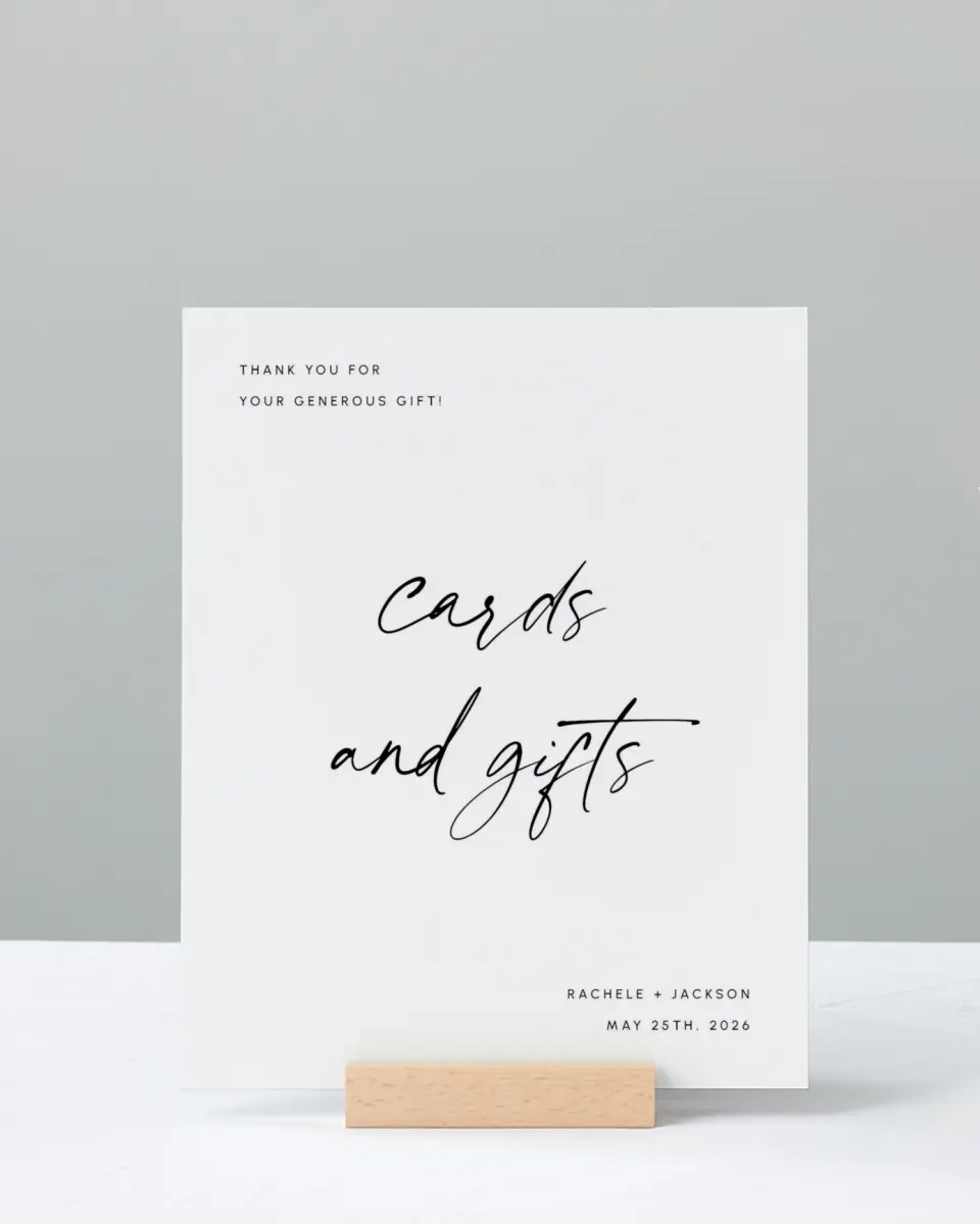 This is a 8" x 10" Cards & Gifts Sign called Modern Simplicity printed in full color