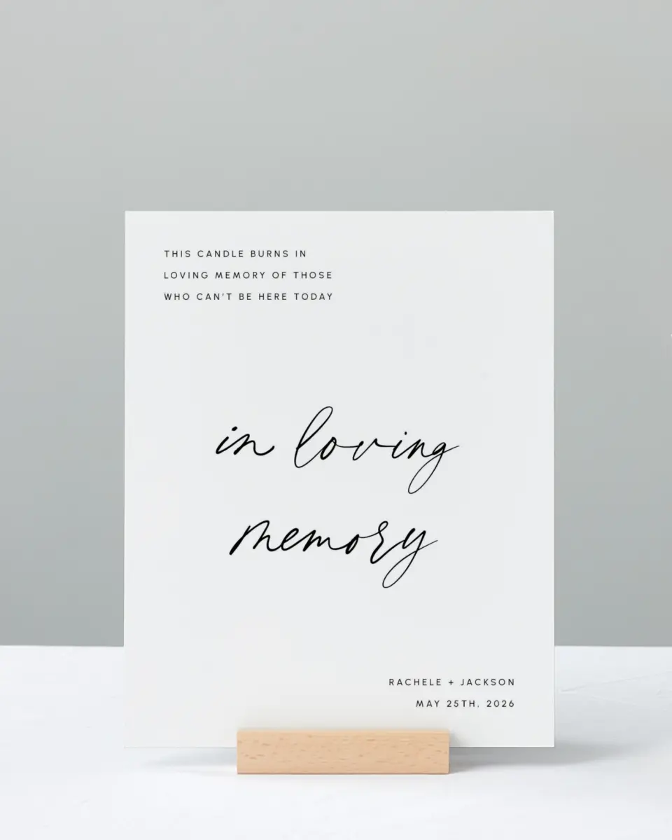 This is a 8" x 10" Loving Memory Sign called Modern Simplicity printed in full color