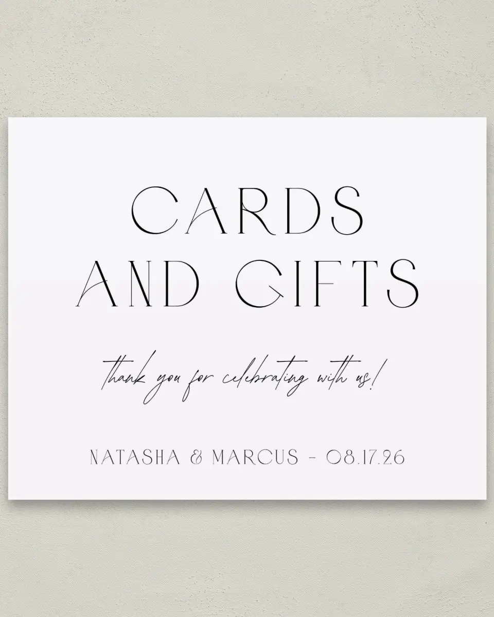 This is a 8" x 10" Cards & Gifts Sign called Understated Elegance printed in full color