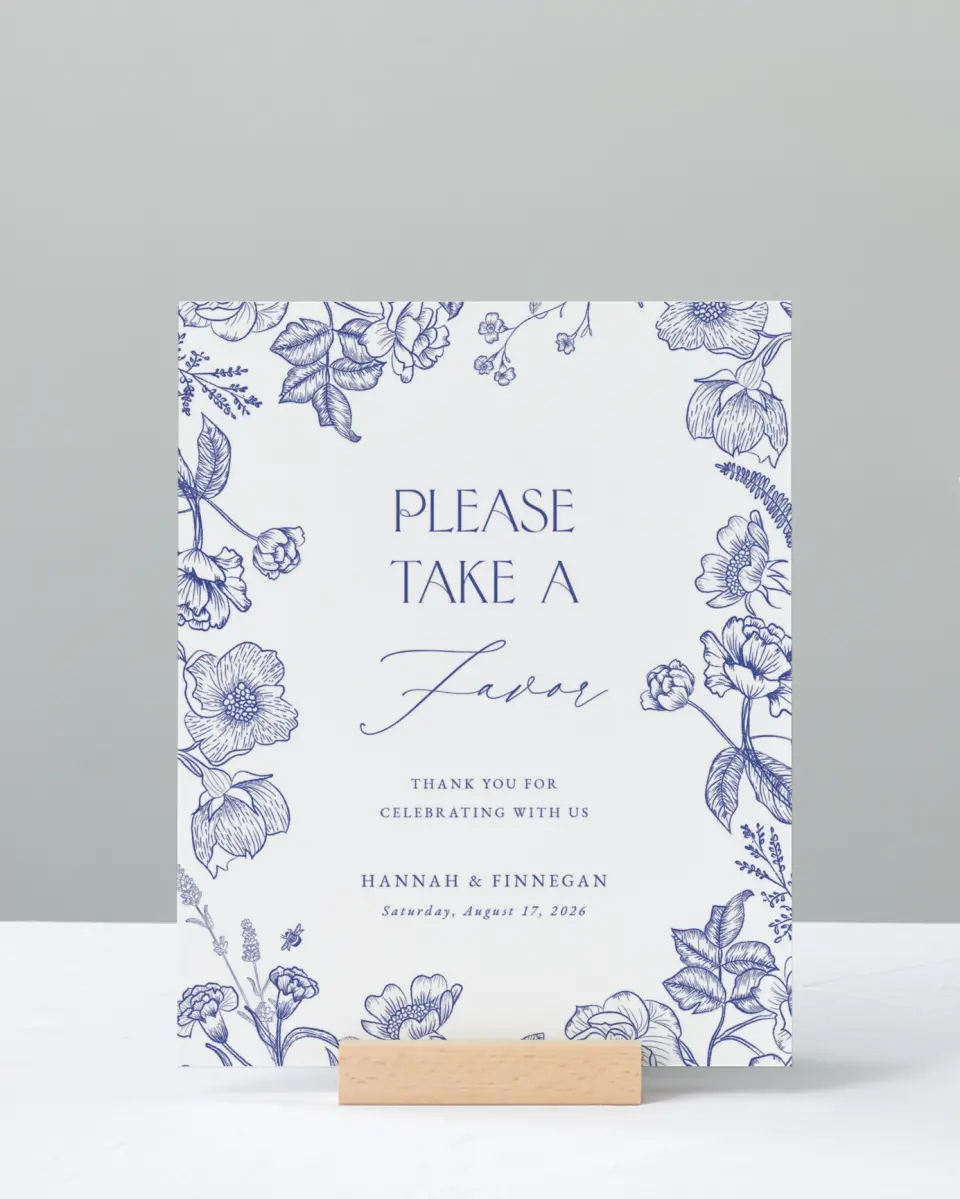 This is a 8" x 10" Favor Sign called Modern Chinoiserie printed in full color
