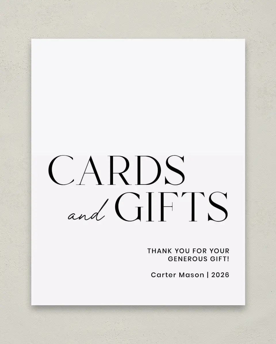 This is a 8" x 10" Cards & Gifts Grad Sign called Classy Cool Grad printed in full color