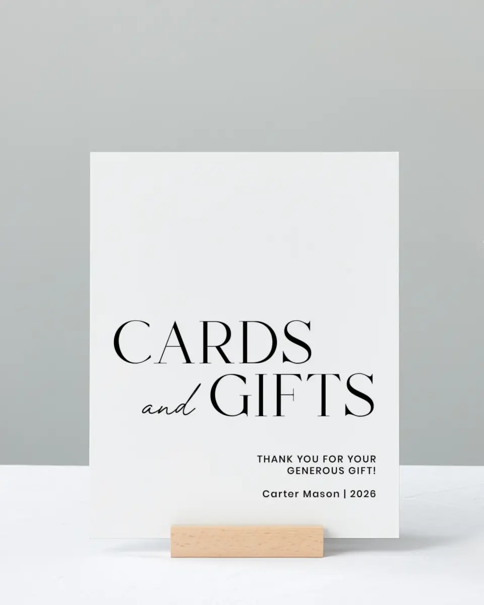 This is a 8" x 10" Cards & Gifts Grad Sign called Classy Cool Grad printed in full color with Silver foil