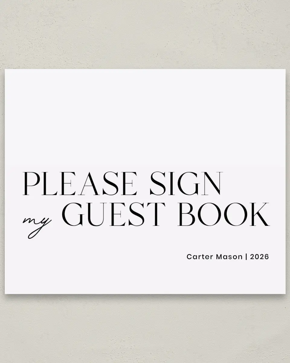 This is a 8" x 10" Guestbook Grad Sign called Classy Cool Grad printed in full color