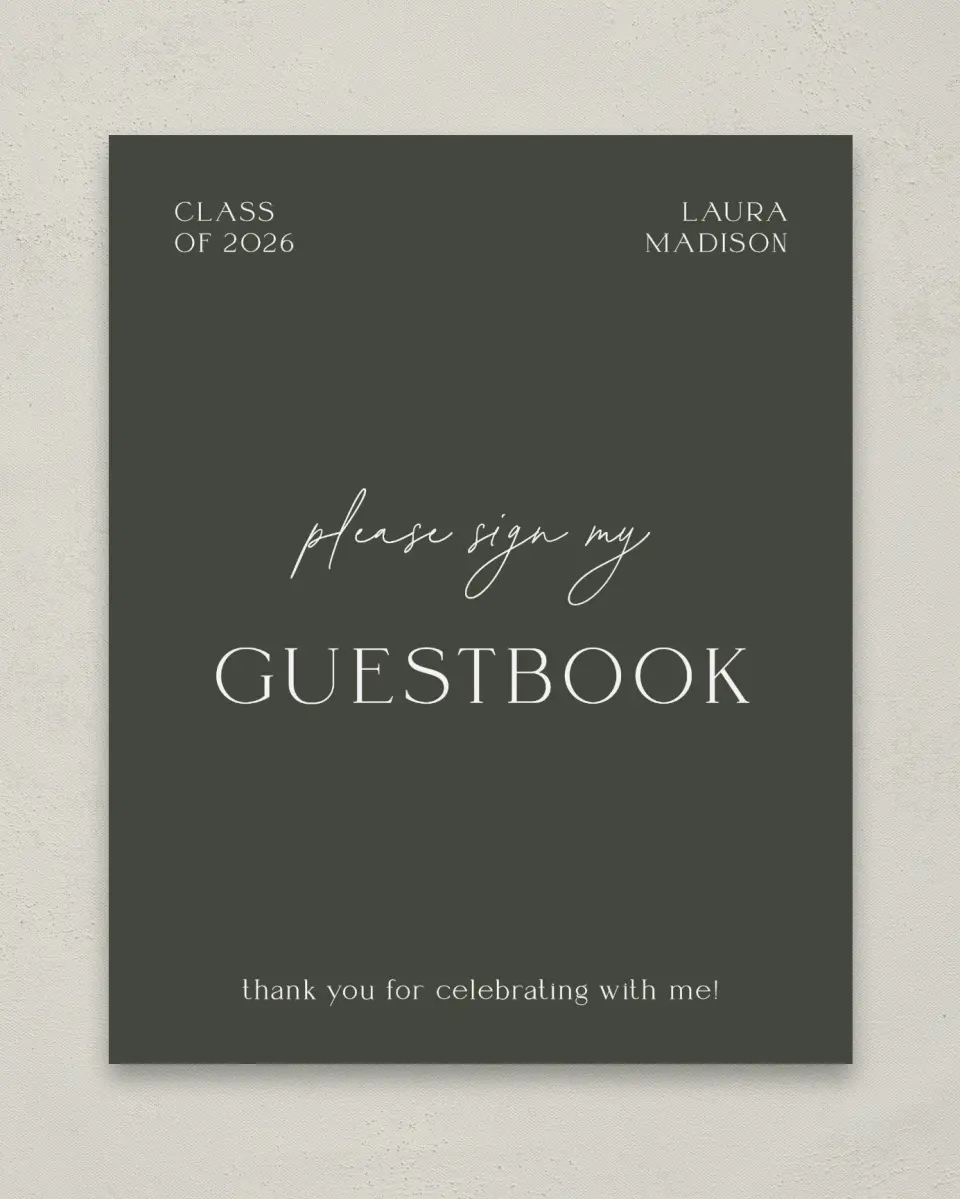 This is a 8" x 10" Guestbook Grad Sign called New Beginnings printed in full color