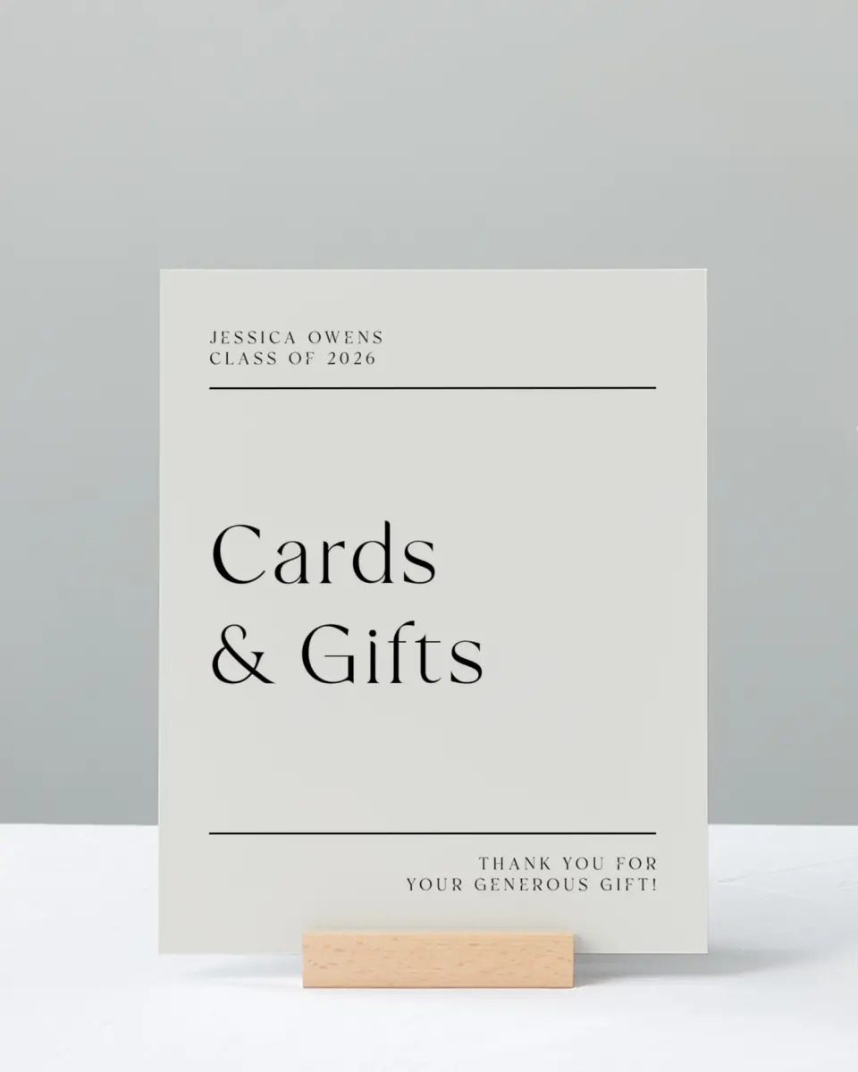 This is a 8" x 10" Cards & Gifts Grad Sign called Start of Something New printed in full color with Silver foil