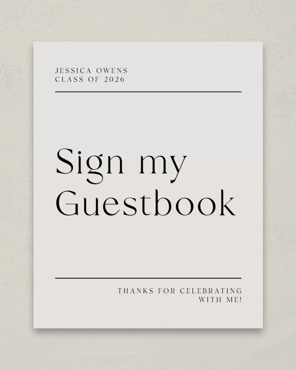 This is a 8" x 10" Guestbook Grad Sign called Start of Something New printed in full color