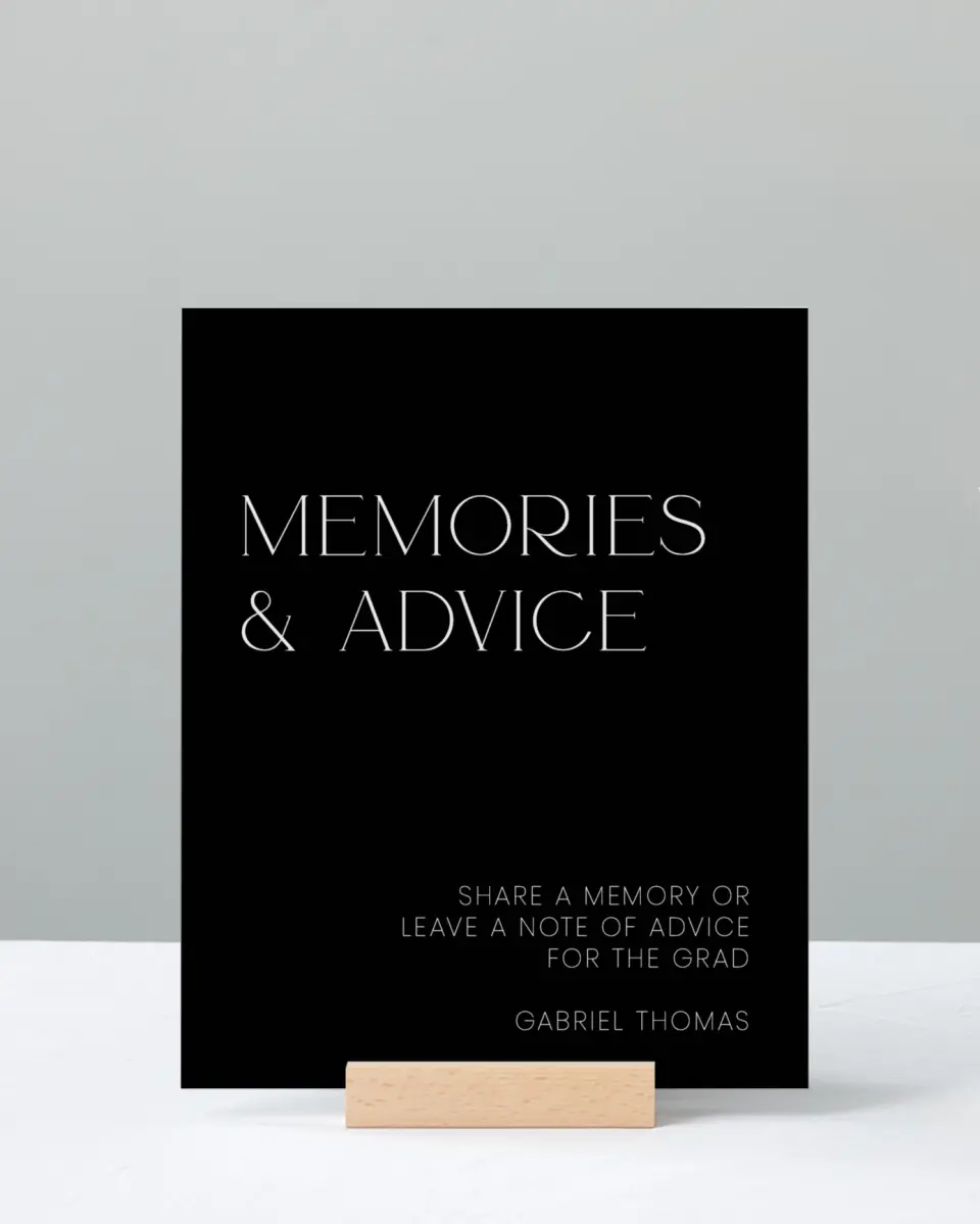 This is a 8" x 10" Memory & Advice Grad Sign called Starting Fresh printed in full color
