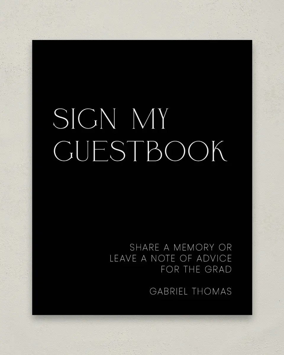 This is a 8" x 10" Guestbook Grad Sign called Starting Fresh printed in full color