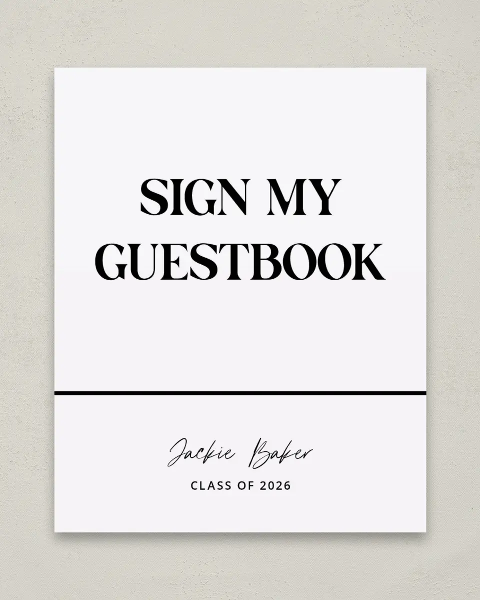 This is a 8" x 10" Guestbook Grad Sign called Class Confidence printed in full color
