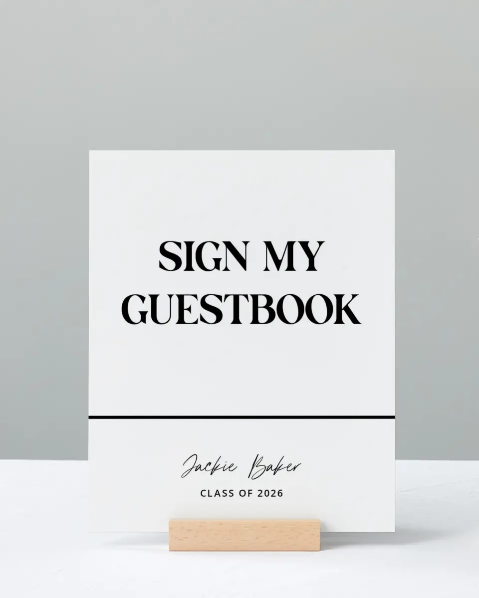 This is a 8" x 10" Guestbook Grad Sign called Class Confidence printed in full color