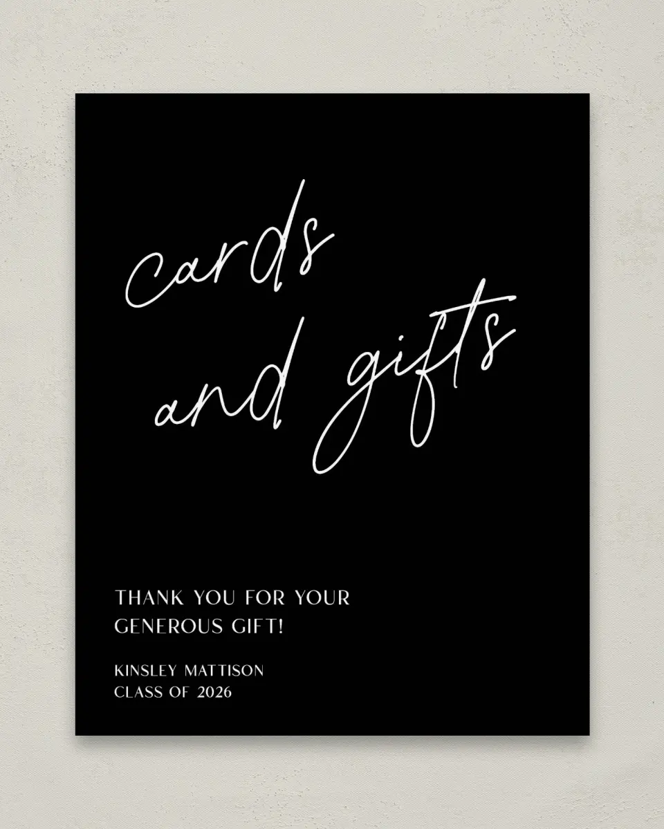 This is a 8" x 10" Cards & Gifts Grad Sign called A New Chapter printed in full color